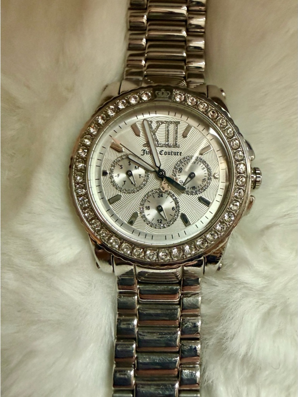 Juicy Couture Silver Crystal-Accent Bracelet Watch